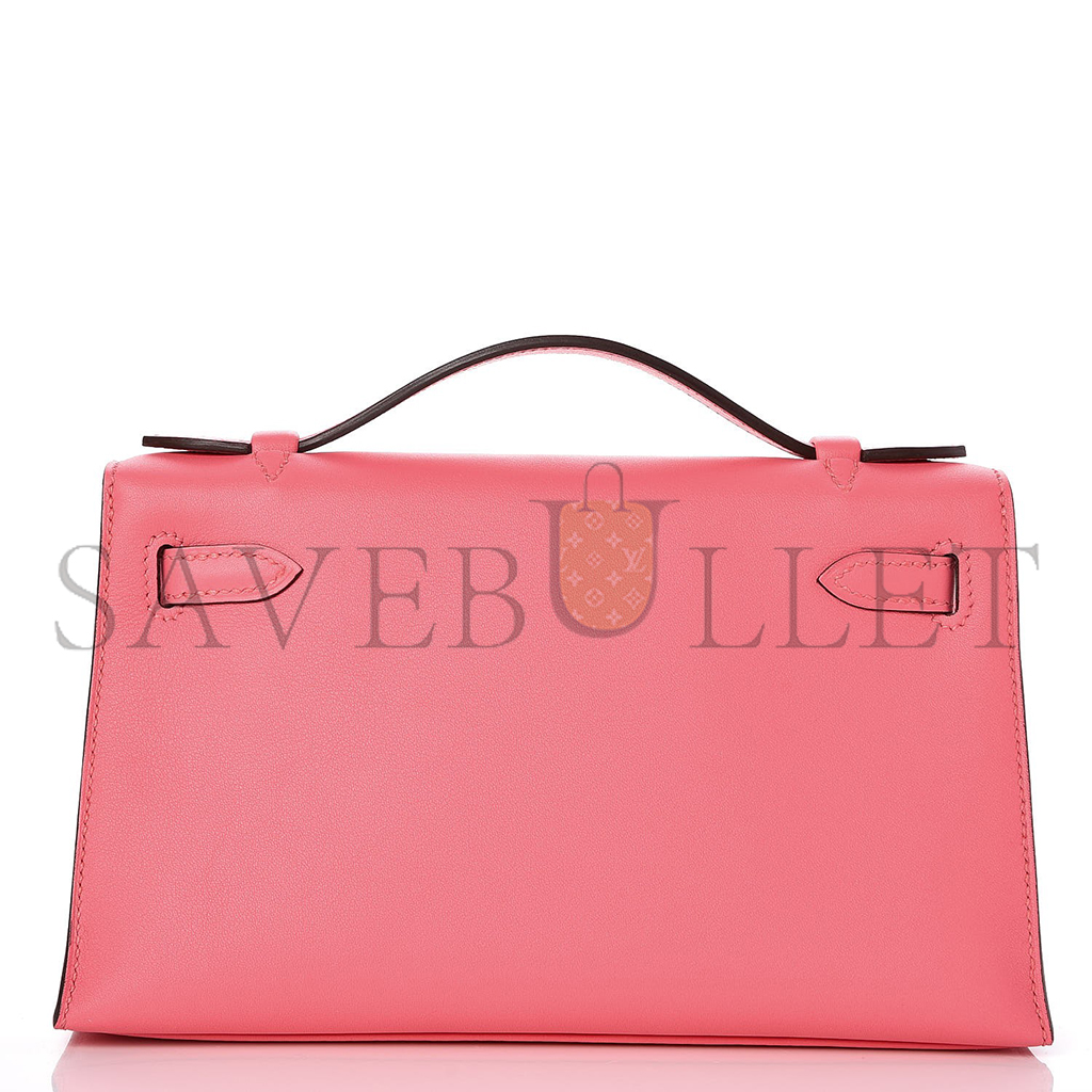 HERMÈS MASTER SWIFT KELLY POCHETTE CLUTCH ROSE AZALEE (22*14*7cm) 